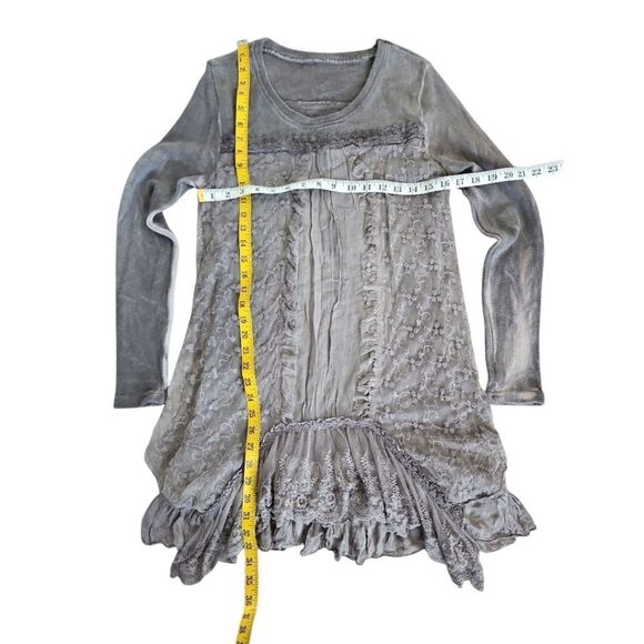Vintage Victorian Trading Co Gray Lace dress Romantic Cottagecore Layered Hem - Picture 12 of 12